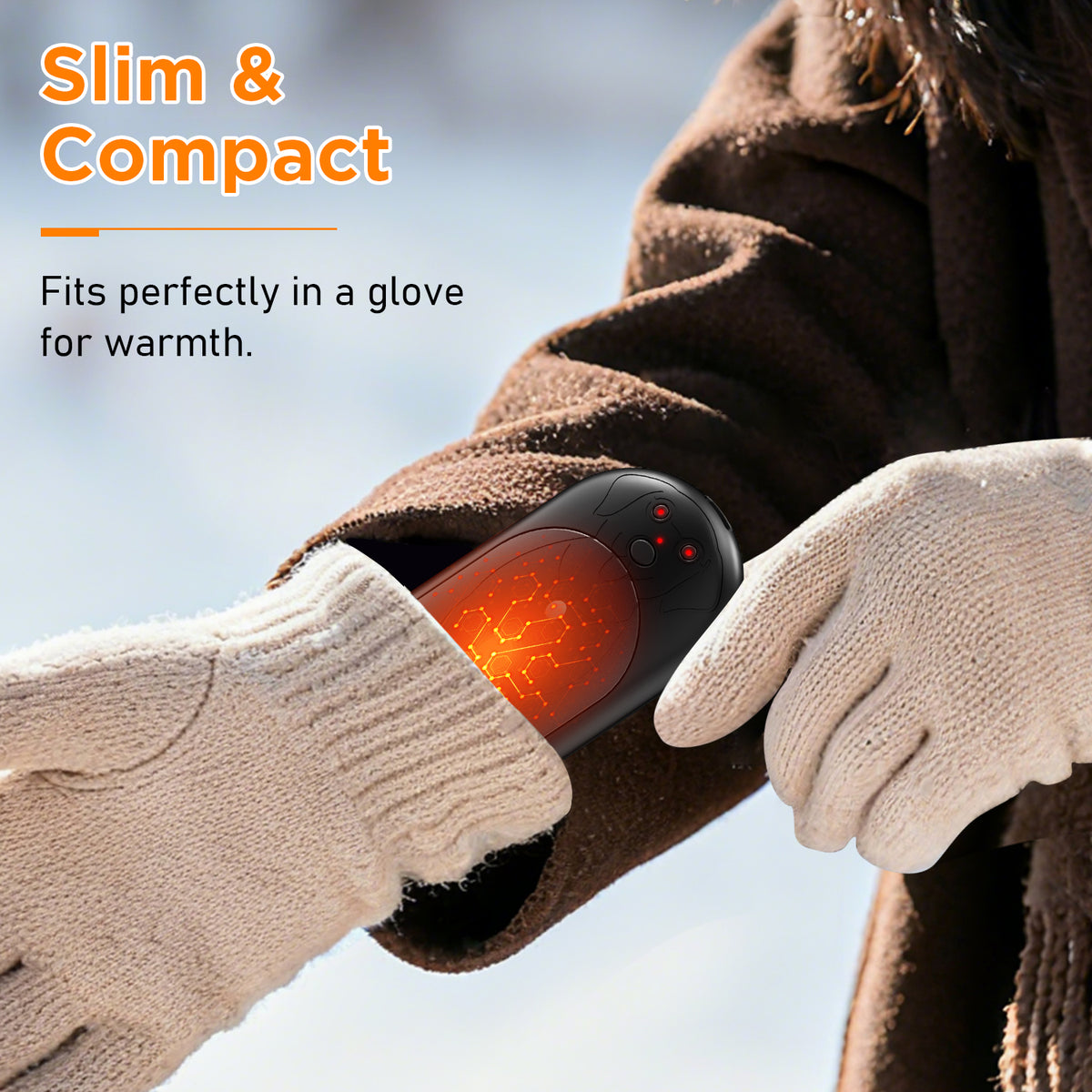 Lepwings Rechargeable Hand Warmers 2 Pack, 6000mAh Battery Long Lasting, 3 Levels Heating Electric Pocket Hand Warmer, Winter Gift for Men and Women, Ideal for Golf Hunting Outdoor Activities