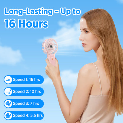 Lepwings Portable Fan USB Rchargeable, 4 Speeds, Foldable & 180 Rotation