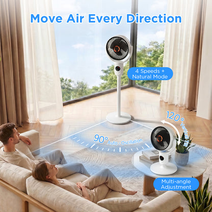 Lepwings Standing Fan with Remote Control, USB-C Rechargeable, 10400 mAh, For Bedroom, Office and Camping