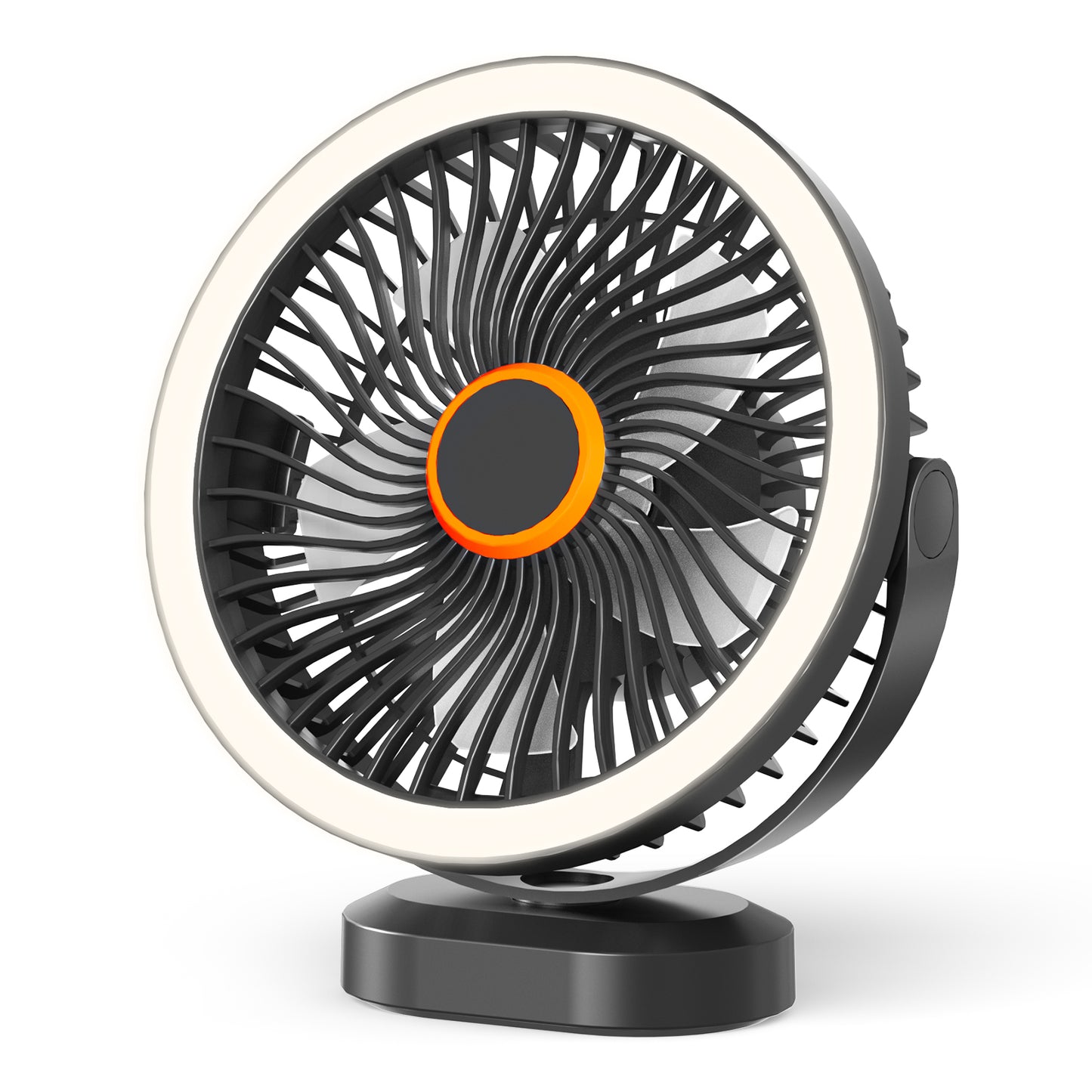 Lepwings Desk Fan with Night Light, USB-C Rechargeable, 4000mAh Battery, 3 Speeds, Use for Table & Suspended