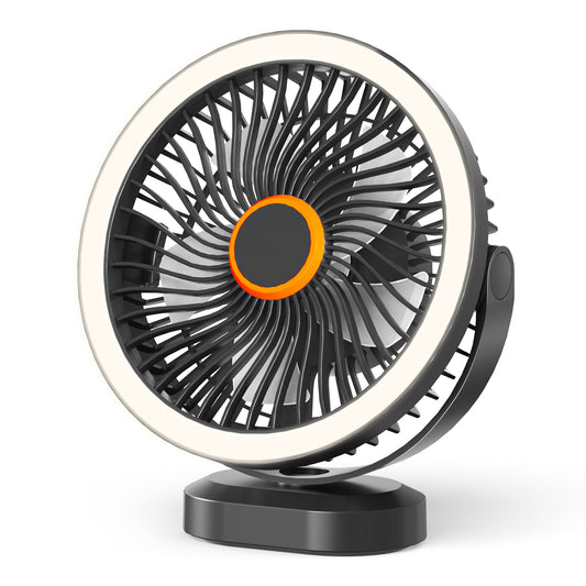 Lepwings Desk Fan with Night Light, USB-C Rechargeable, 4000mAh Battery, 3 Speeds, Use for Table & Suspended