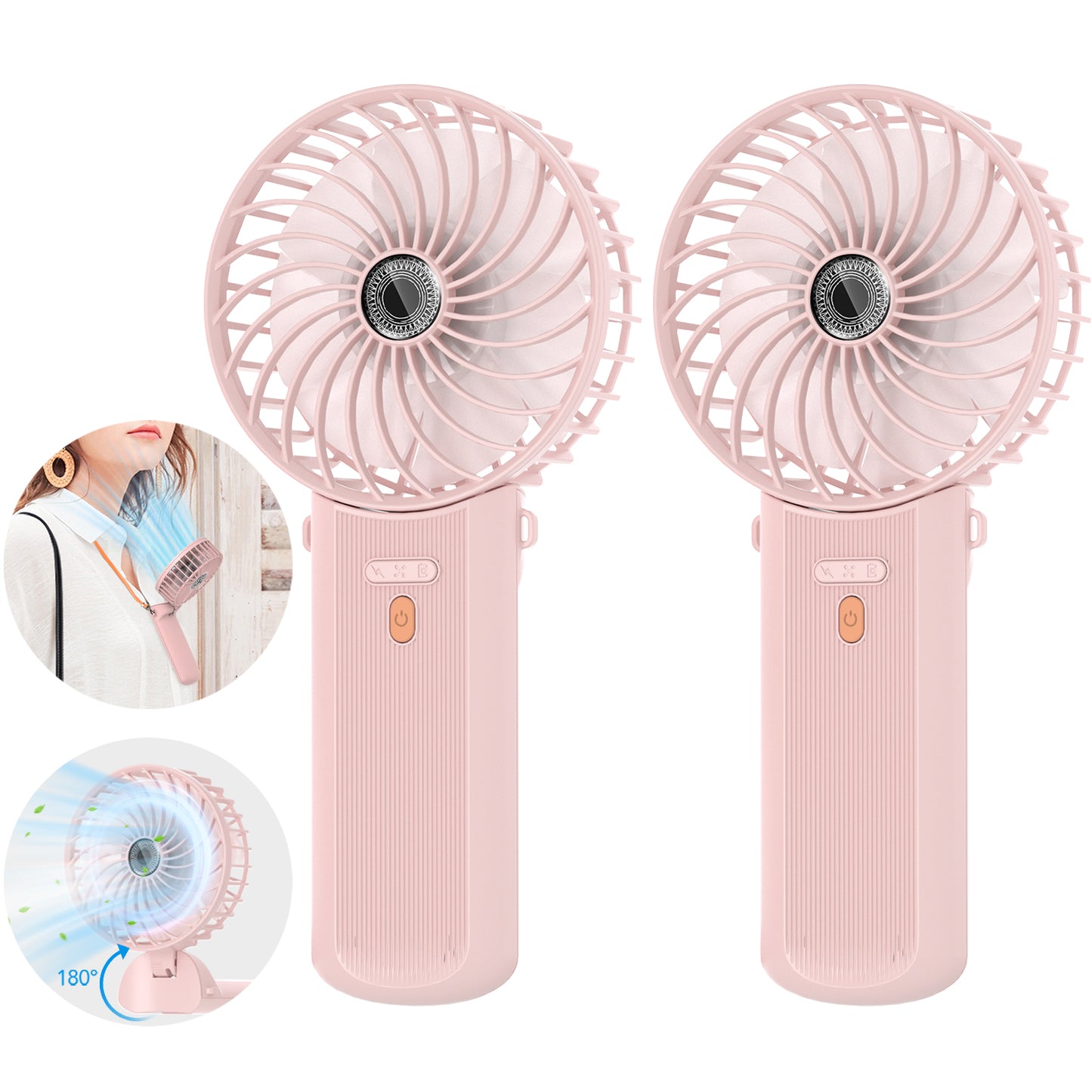 Lepwings Portable Fan USB Rchargeable, 4 Speeds, Foldable & 180 Rotation