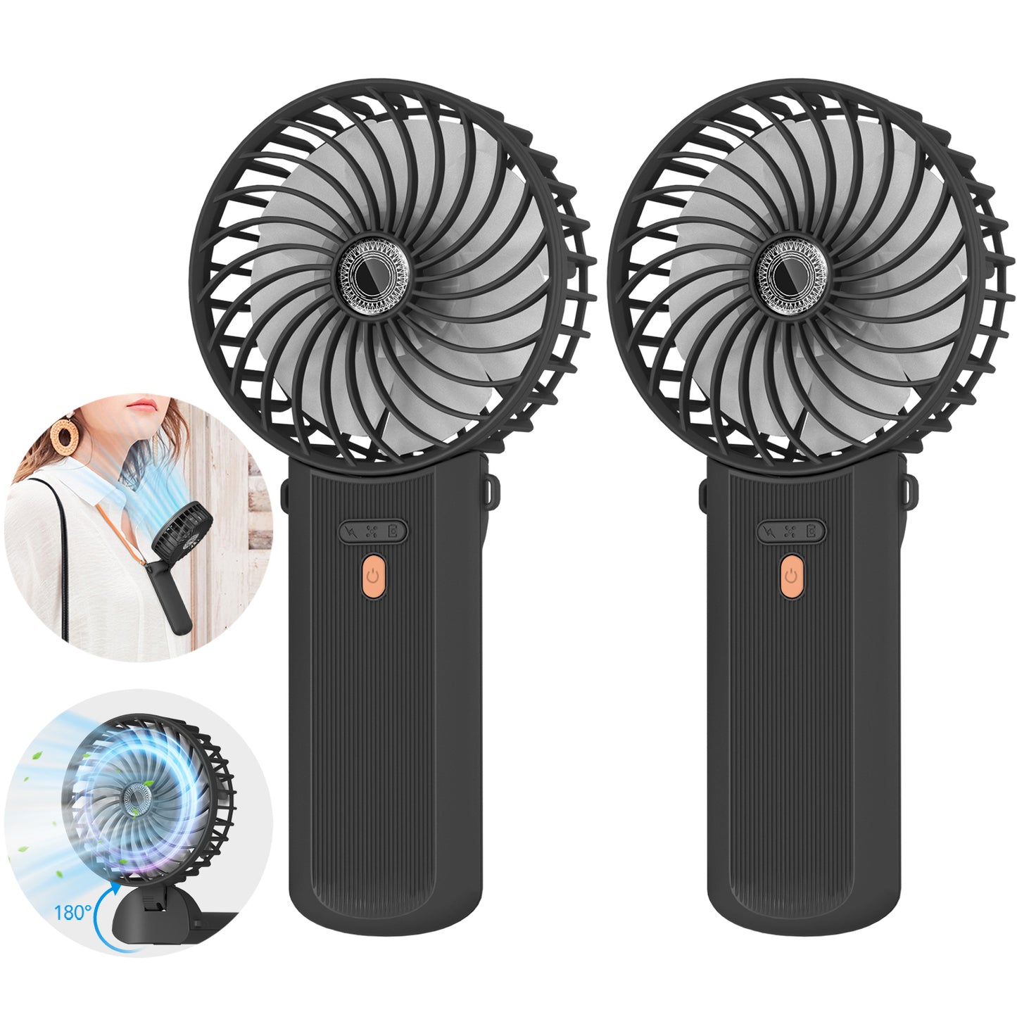Lepwings Portable Fan USB Rchargeable, 4 Speeds, Foldable & 180 Rotation