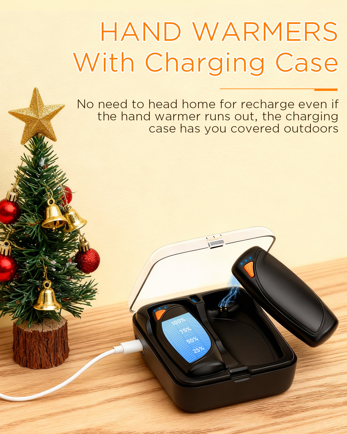 Hand Warmers Rechargeable with Charging Case, 14000mAh Dual-Sided Electric Portable Hand Warmers, Long-Lasting Heat for Cold Hands, Camping, Golf, and Gift for Women & Men