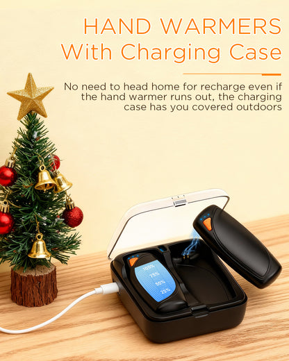 Hand Warmers Rechargeable with Charging Case, 14000mAh Dual-Sided Electric Portable Hand Warmers, Long-Lasting Heat for Cold Hands, Camping, Golf, and Gift for Women & Men