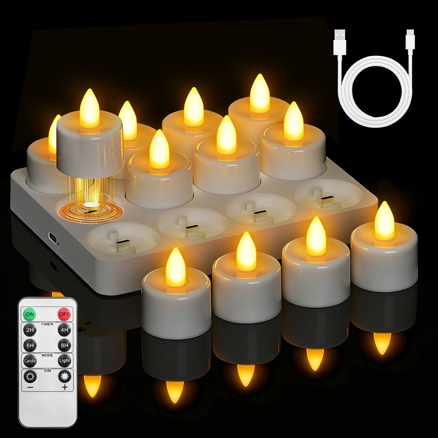 Lepwings Rechargeable Candles LED Tea Lights with Remote Control and Timer, For Christmas and Party Decor