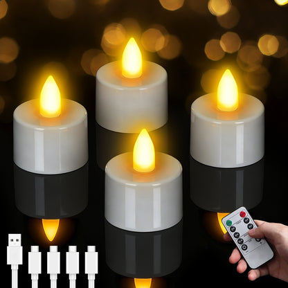 Lepwings Rechargeable Candles LED Tea Lights with Remote Control and Timer, For Christmas and Party Decor