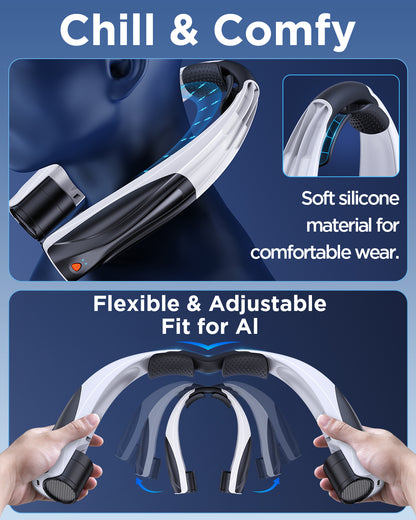 Lepwings Neck Fan USB-C Rechargeable, 6 Speeds, 6000 mAh Battery, For the Office, Sport and Travel